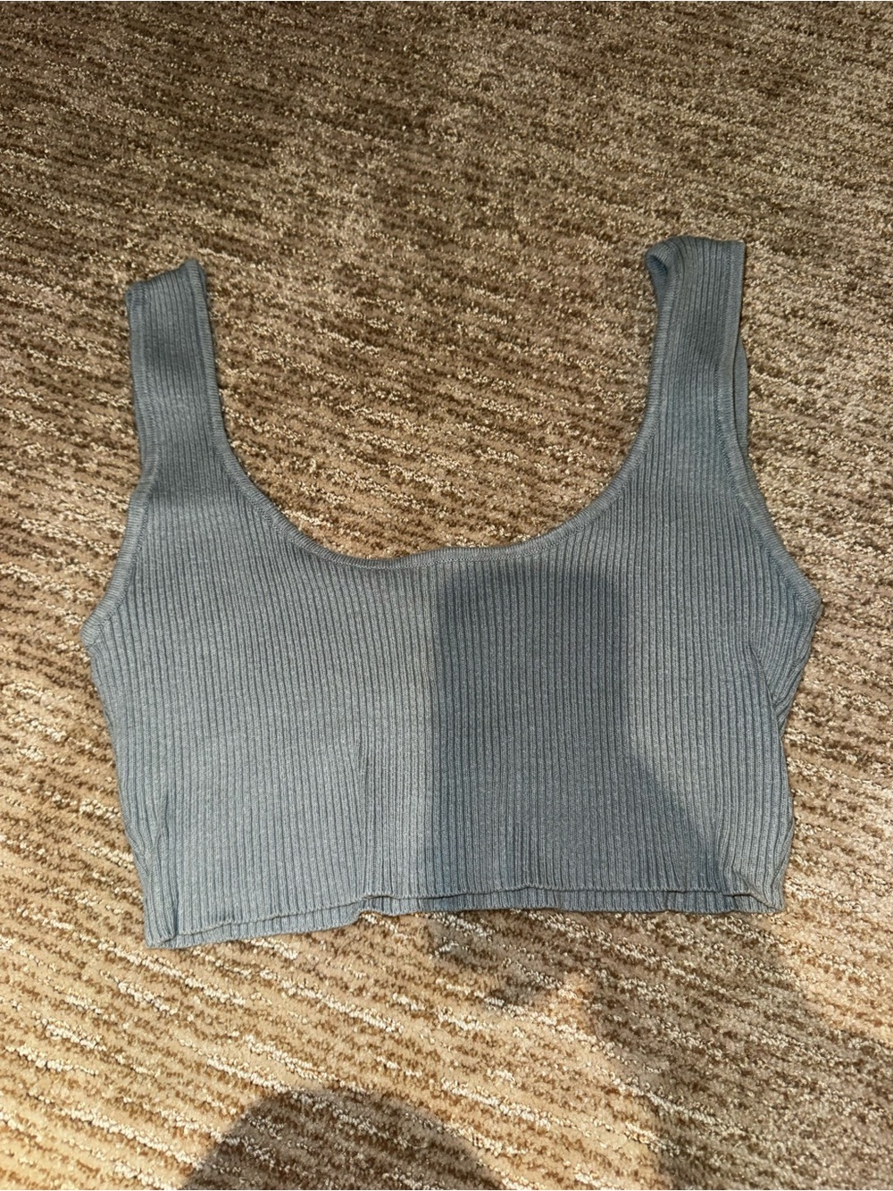 Forever 21 Light Gray Ribbed Scoop Neck Crop Tank